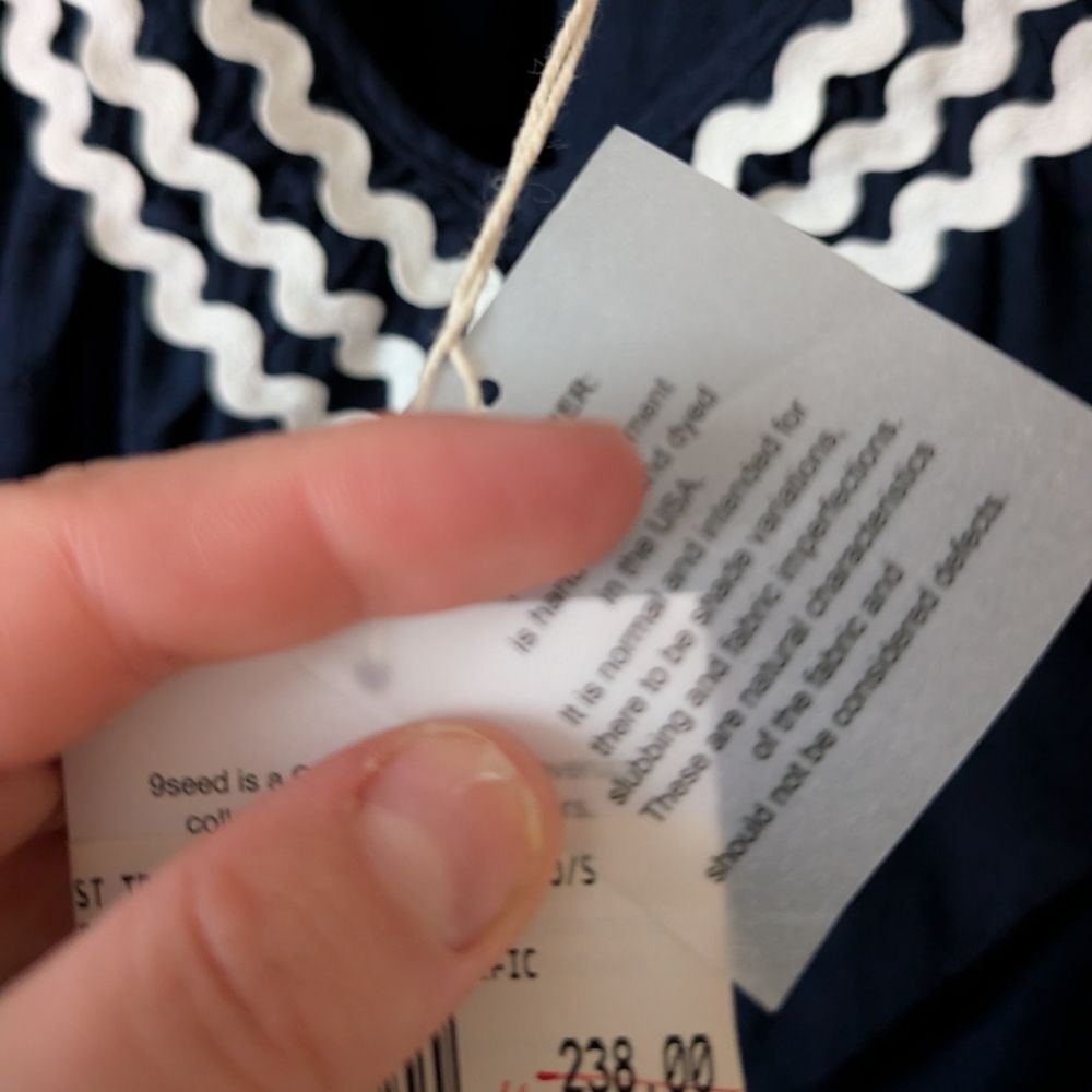9 Seed St. Tropez Navy‎ White Ric Rac Mini Dress One Size - Picture 8 of 10